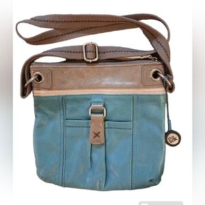 The Sak Kendra leather crossbody.  Teal blue and gray.